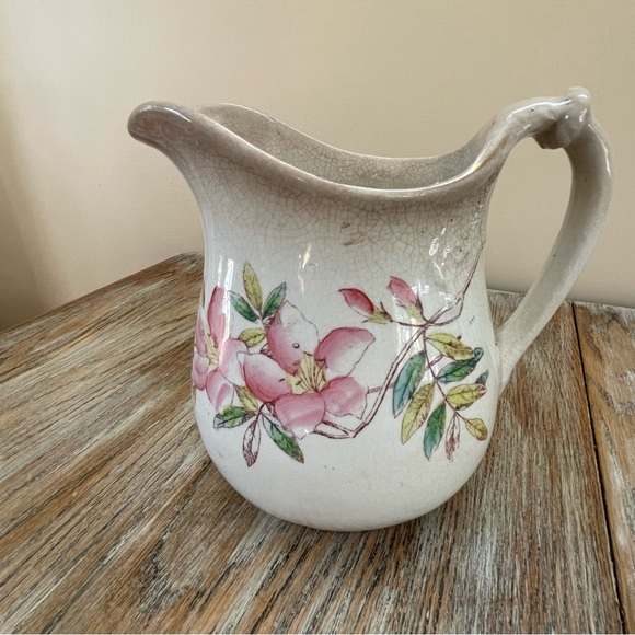 Antique Ironstone Pink China E.T.P. Co. Floral Pattern Pitcher❤️ - Picture 1 of 12
